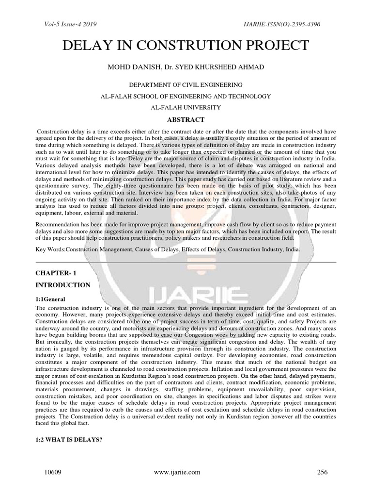 Causes and Effects of Construction Delays | PDF | Survey Methodology ...