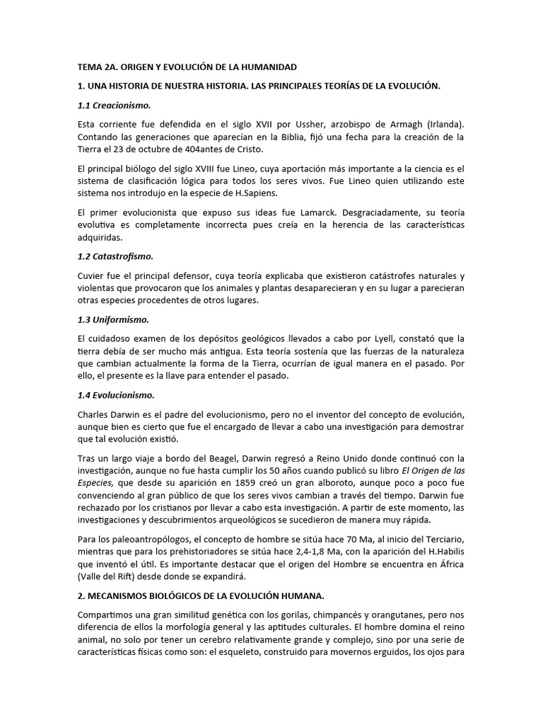 Evolución y Origen de la Humanidad | PDF | Evolución