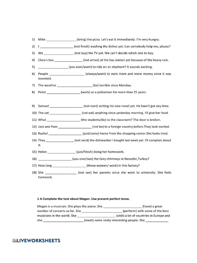 Present Perfect exercices | PDF