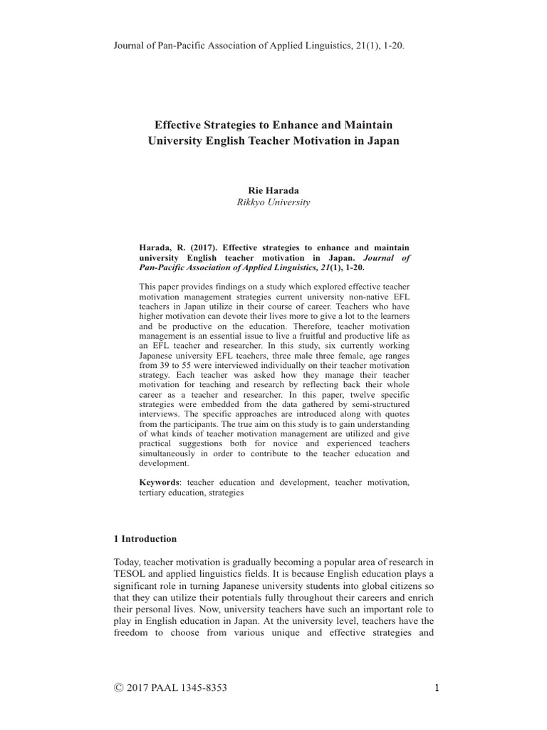 Curated visual reference: Visual Reference: Effective Strategies To Enhance And Maintain University English Teacher