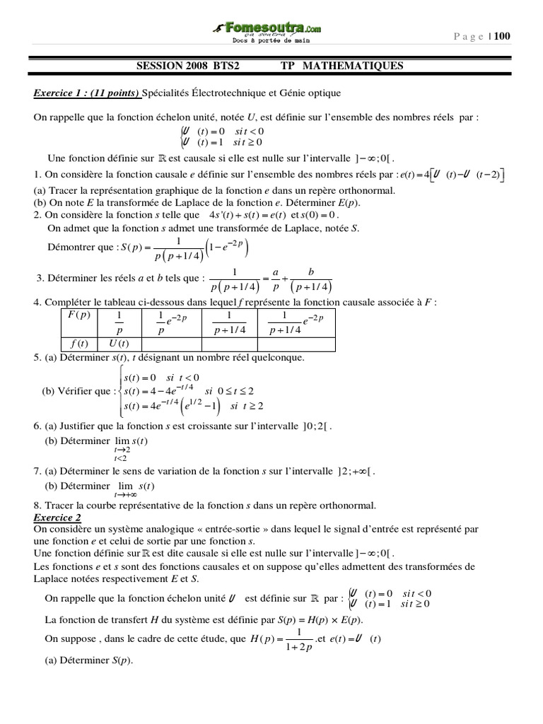 Corrigé BTS Maths 2008 | PDF | Fonction (Mathématiques) | Mathématiques