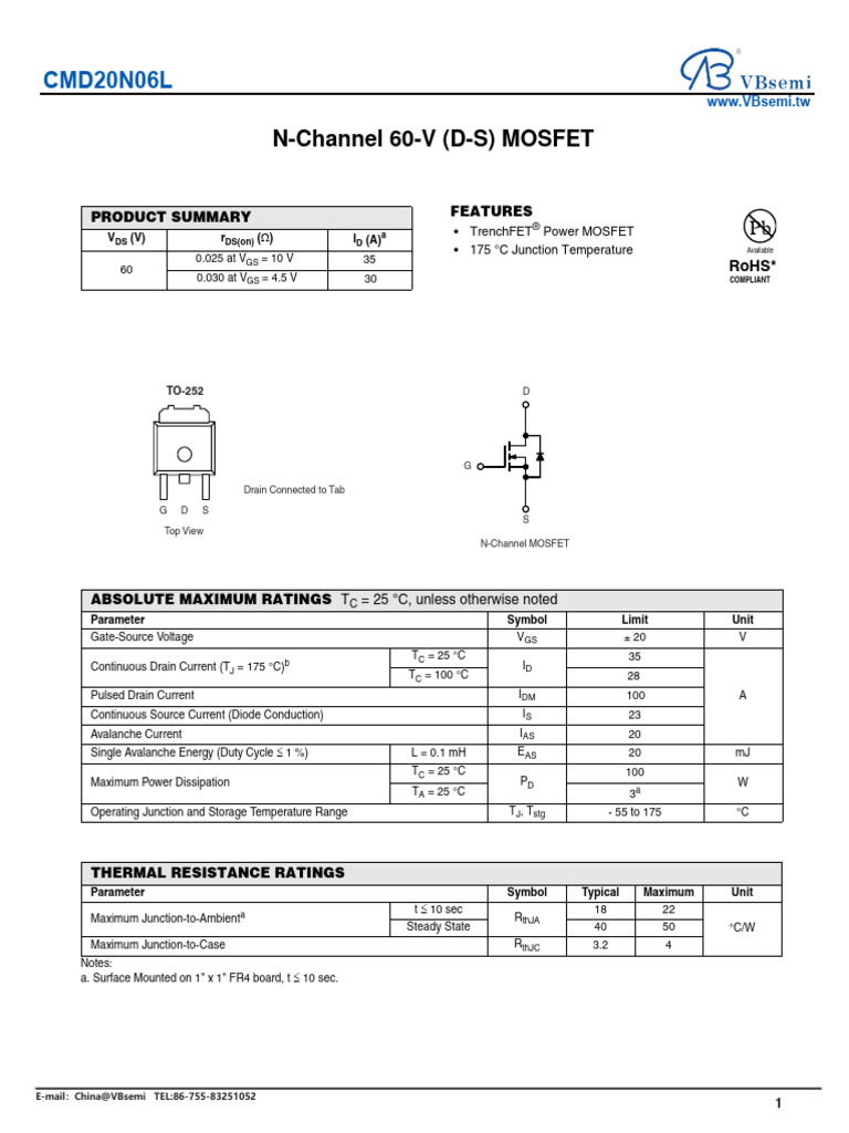 Cmd20n06l n channel 6 0 v d s mosfet pdf field effect transistor