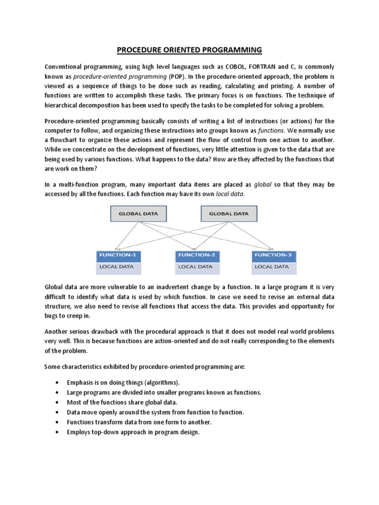 Procedure Oriented Programming | PDF | Object Oriented Programming ...