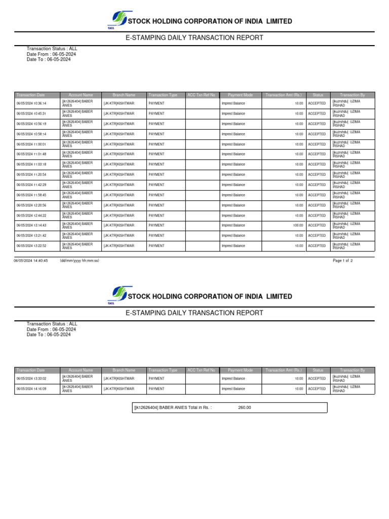 Daily Transaction | PDF | Financial Services | Payments