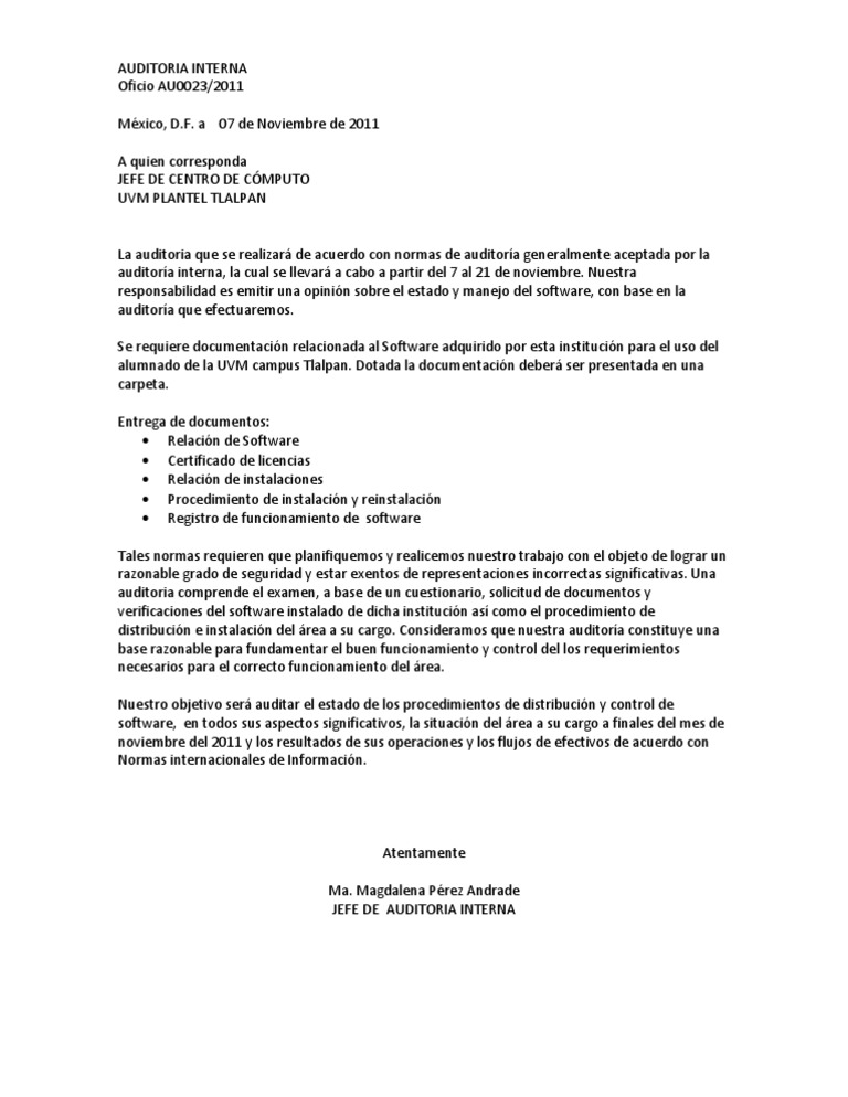 Carta Auditoria