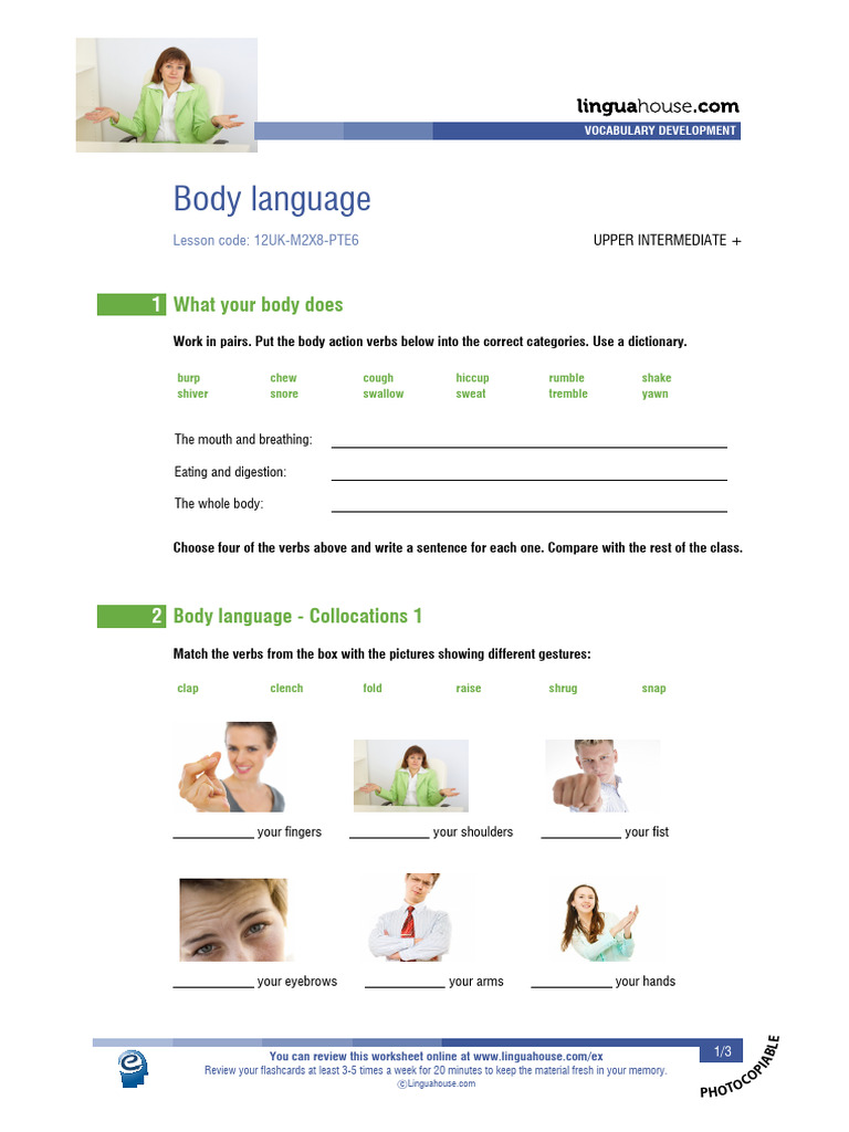 Body Language British English Student | PDF | Body Language | Human ...