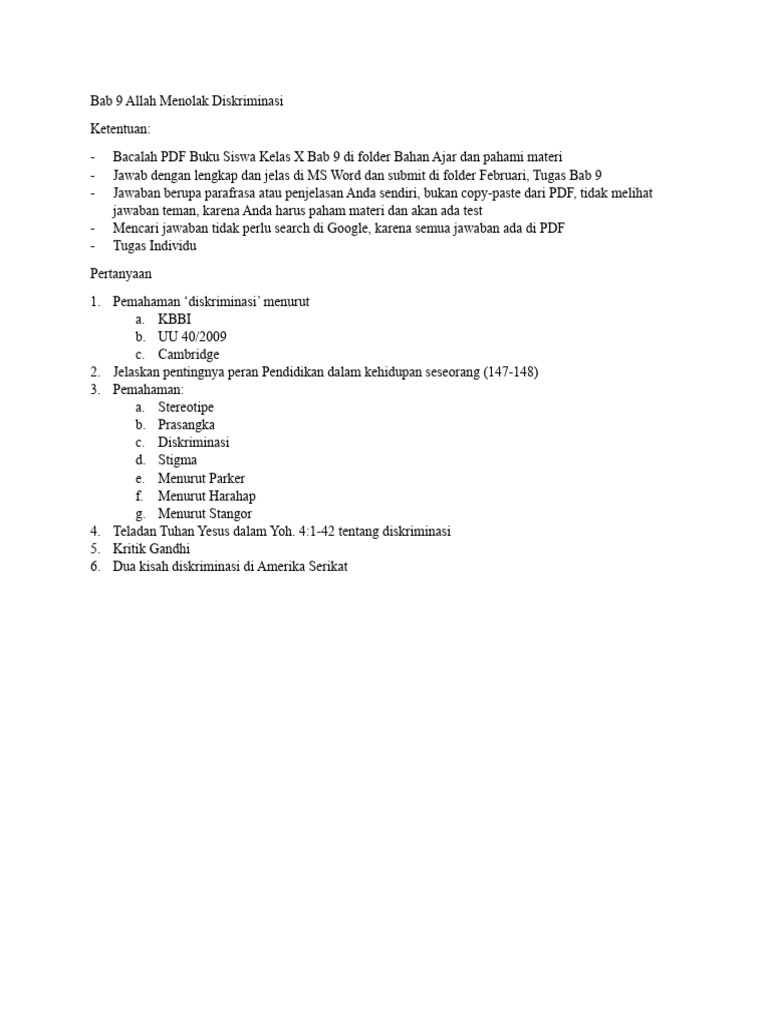 Bab+9+Allah+Menolak+Diskriminasi+ +tugas | PDF