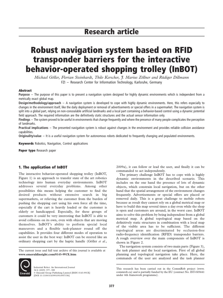 Robust Navigation for InBOT Trolley | PDF | Robotics | Robot
