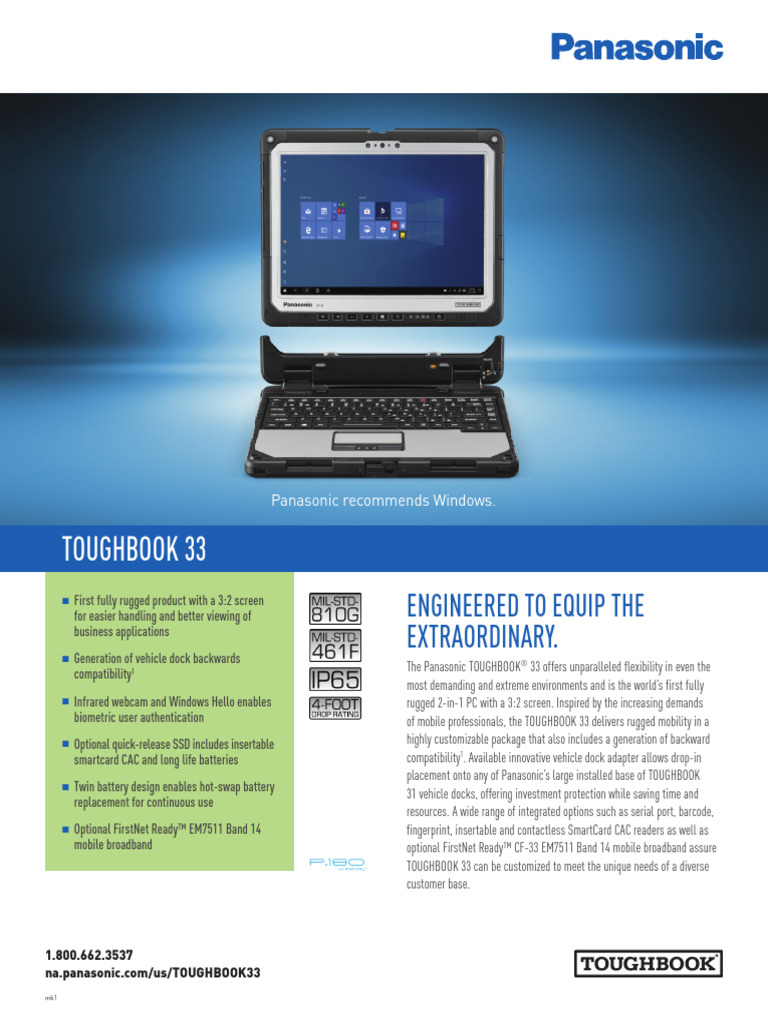 TOUGHBOOK 33 Spec Sheet 12-19 | PDF | Smart Card | Personal Computing