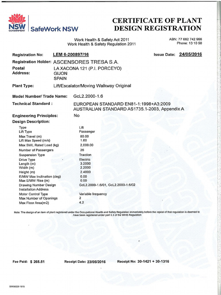 Certificate Safe Work NSW2016 | PDF