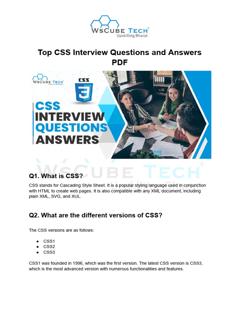 CSS Questions | PDF | Html Element | Html