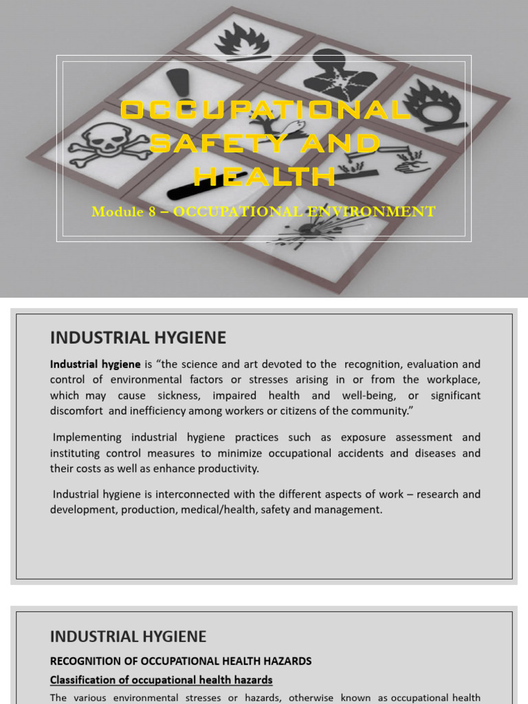 Occupational Health Hazards Overview | PDF | Occupational Hygiene ...