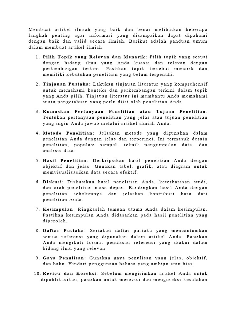 Cara Membuat Artikel Ilmiah Yang Baik Dan Benar | PDF