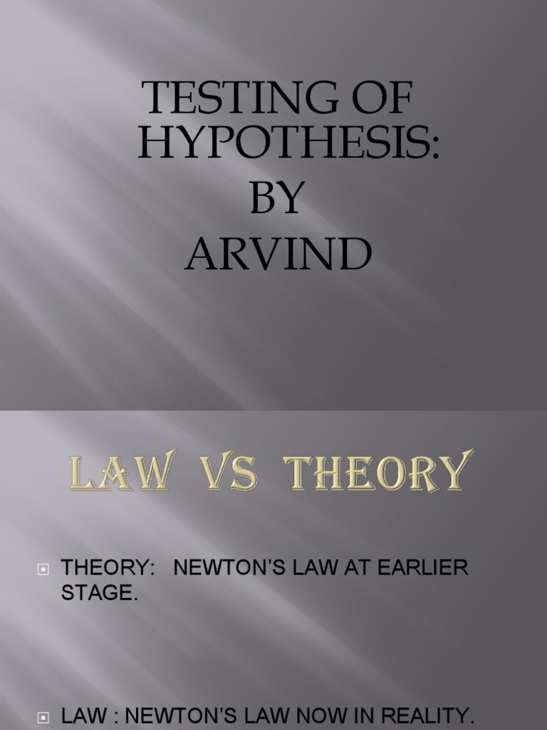 Testing Hypotheses of Newton's Laws from Early Stages to Reality | PDF ...