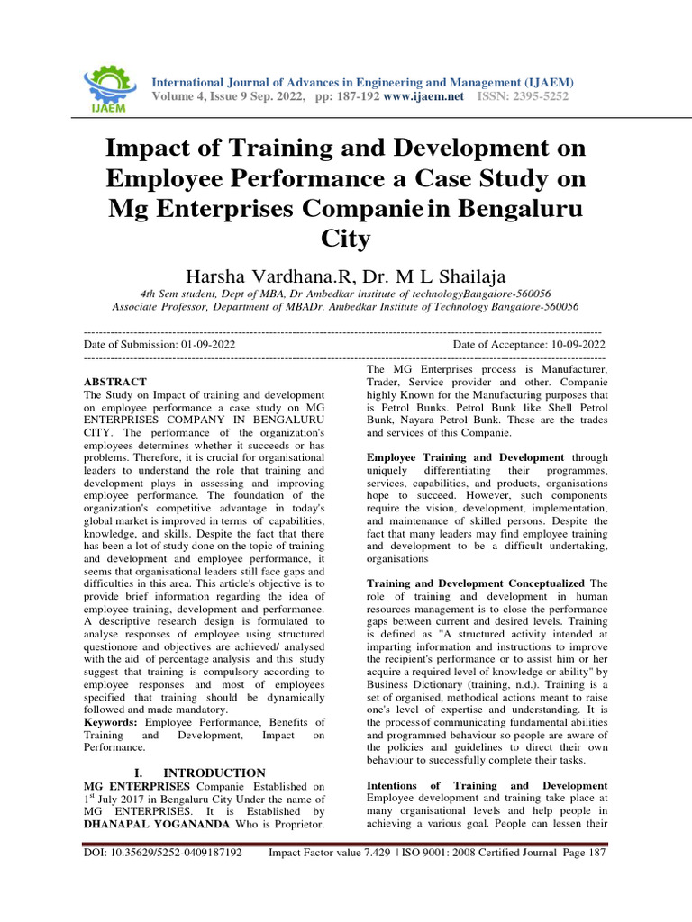 Training's Impact on Employee Performance | PDF | Employment | Motivation