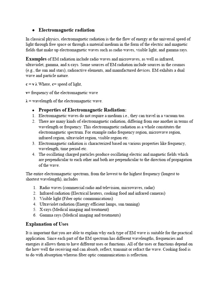 Understanding Electromagnetic Radiation Pdf Electromagnetic