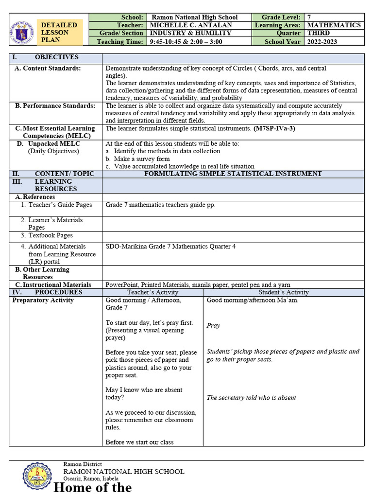 Q4-Formulating Simple Statistical Instruments | PDF | Learning | Data