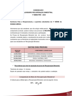 1ª SÉRIE EM - Comunicado -  Recuperação Bimestral