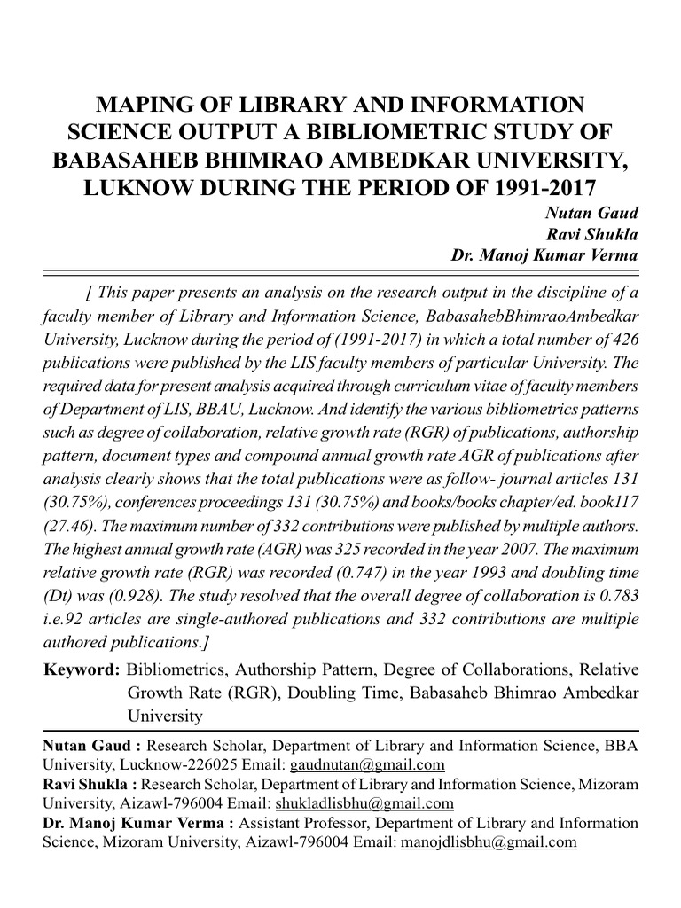 B Bau Biblio Metric Study | PDF | Logarithm | Science