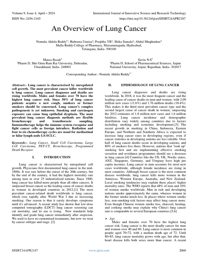 An Overview of Lung Cancer | Download Free PDF | Lung Cancer | Cancer