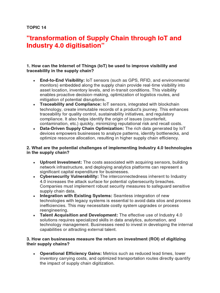 IoT & Industry 4.0 in Supply Chain Transformation | PDF | Internet Of ...