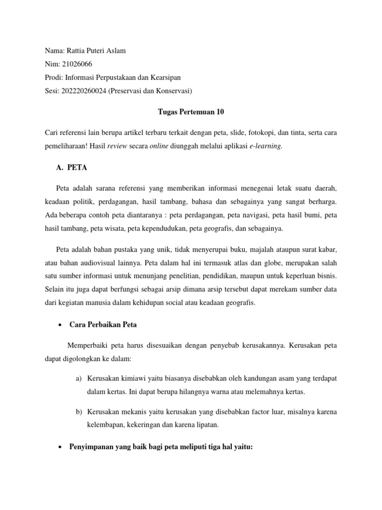 Rattia Puteri Aslam 21026066 Preservasi Tugas Pertemuan 10 | PDF