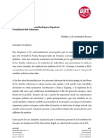 Carta de CCOO y UGT a Zapatero