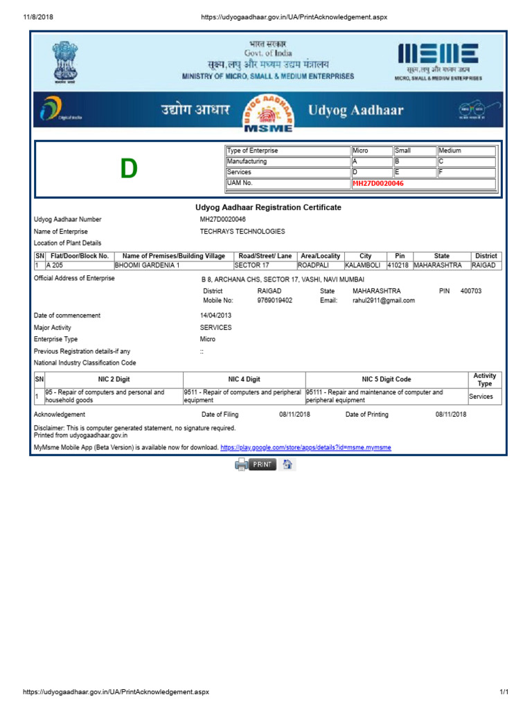 Techrays Technologies Registration Details | PDF | Computer Engineering ...