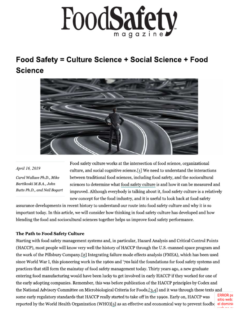 Food Safety Culture Science + Social Science + Food Science | PDF
