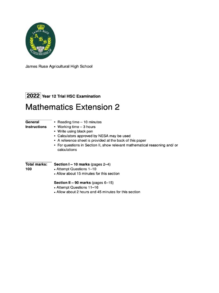 James Ruse 2022 W. Sol | PDF