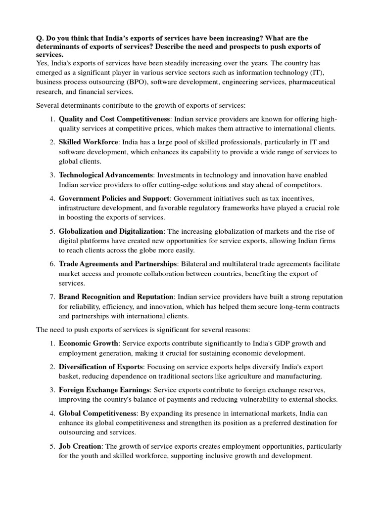 Enhancing India's Service Exports | PDF | Exports | Balance Of Trade