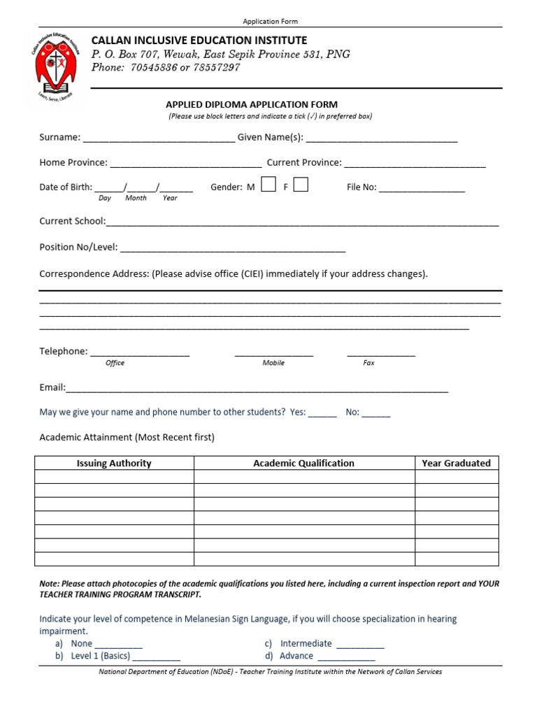 Applied Diploma Application Form - Revised | PDF | Career & Growth ...