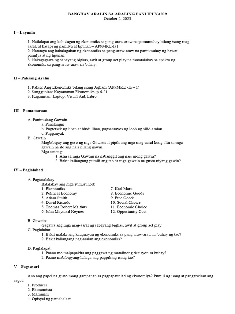 Daily Lesson Plan AP9 | PDF