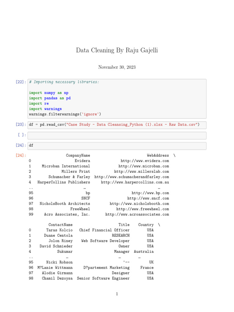 Data Cleaning With Python by Raju Gajelli | PDF | Computer Programming ...