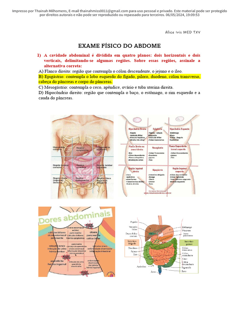 Exame Físico do Abdome: Guia Completo | PDF | Abdômen | Gastroenterologia