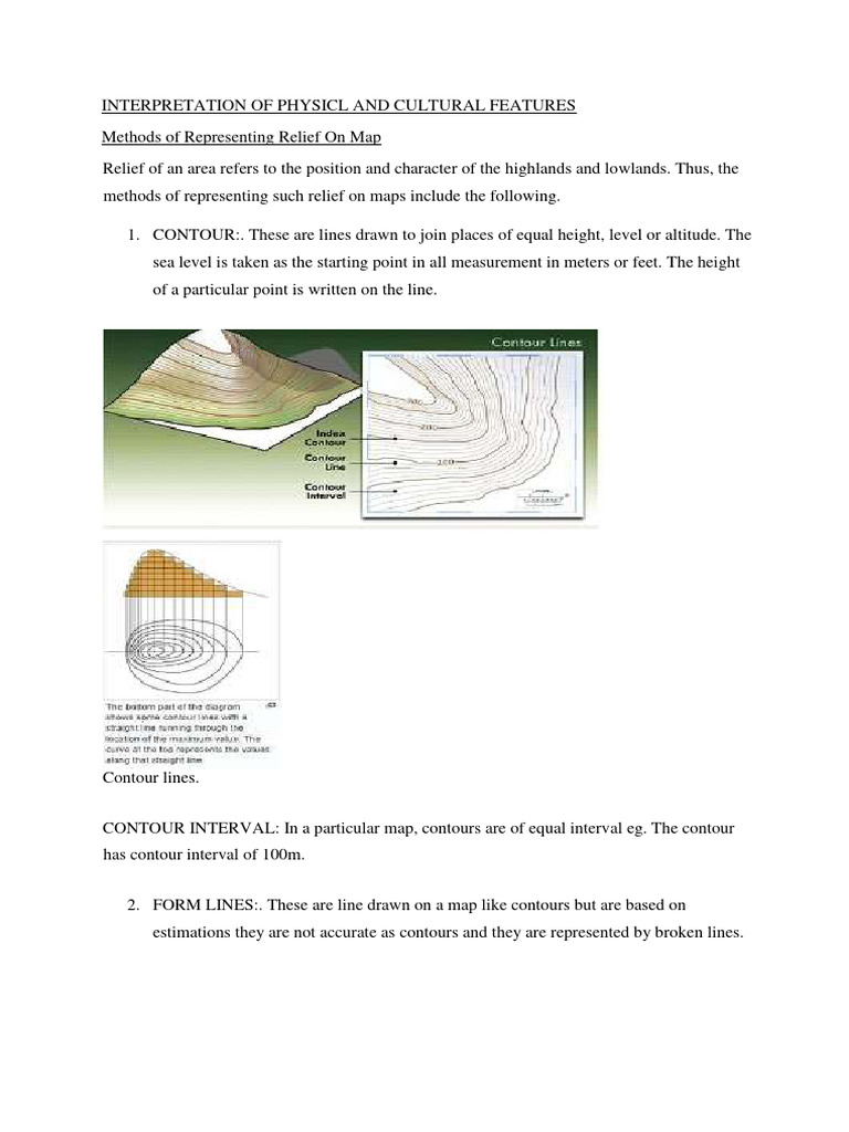 Map Relief Representation Guide | PDF | Contour Line | Earth Sciences