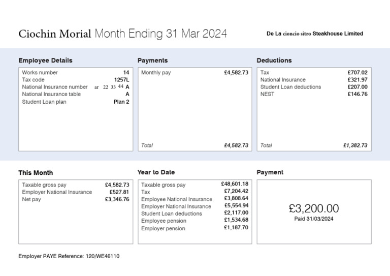 March 2024 Employee Payment Summary | PDF