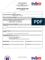 Incident Report Form Type of Incident in