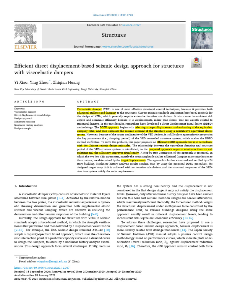 Efficient Direct Displacement-Based Seismic Design Approach For ...