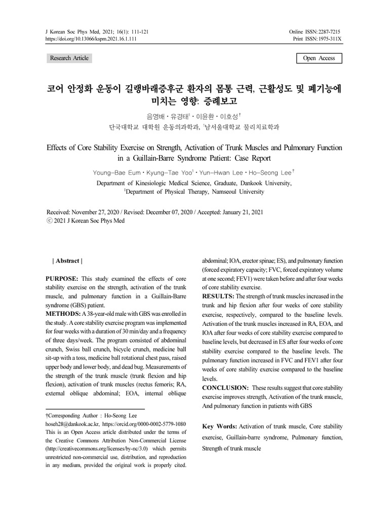 Effects of Core Stability Exercise On Strength, Activation of Trunk ...