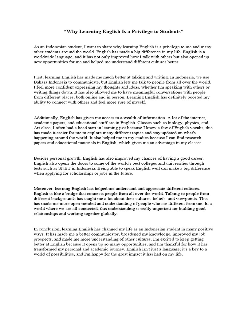 The Privilege of Learning English | PDF | English Language | Communication