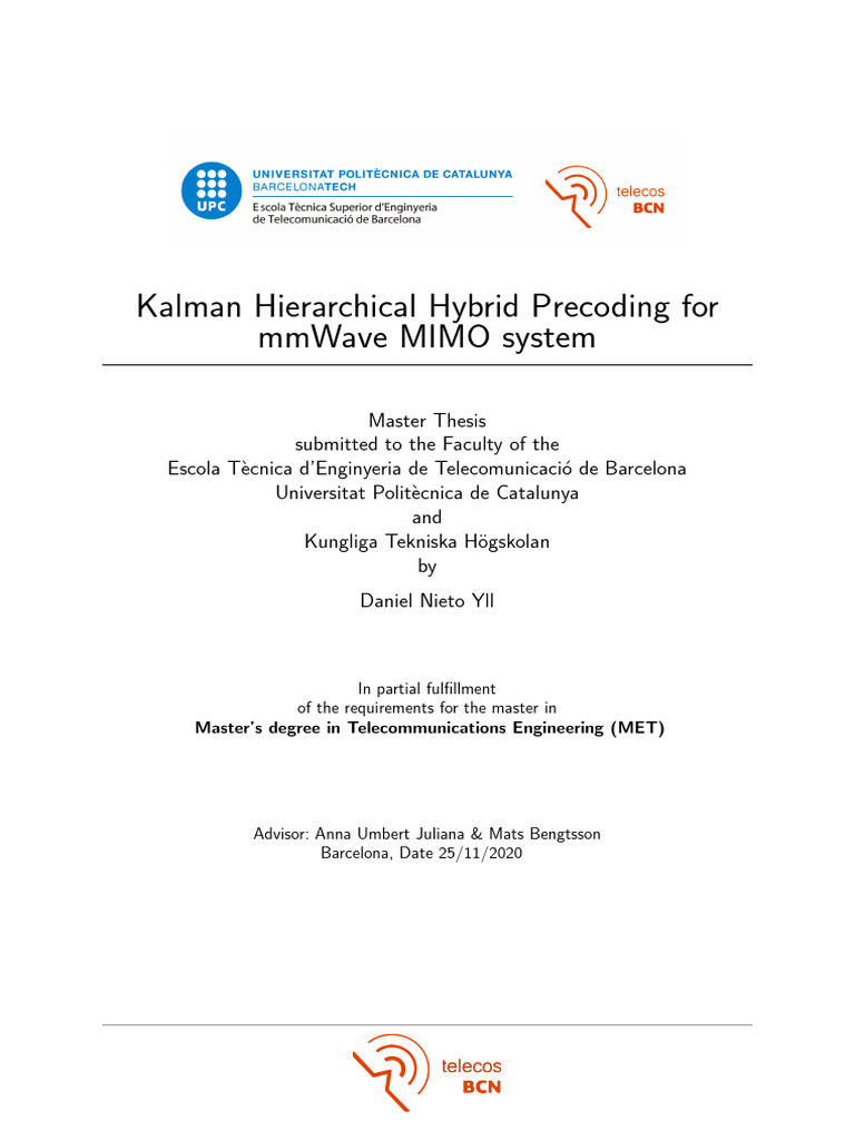 Kalman Hybrid Precoding for mmWave MIMO | PDF | Mimo | Extremely High ...