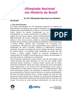 Regulamento Da Décima Sexta Olimpíada Nacional Em História Do Brasil