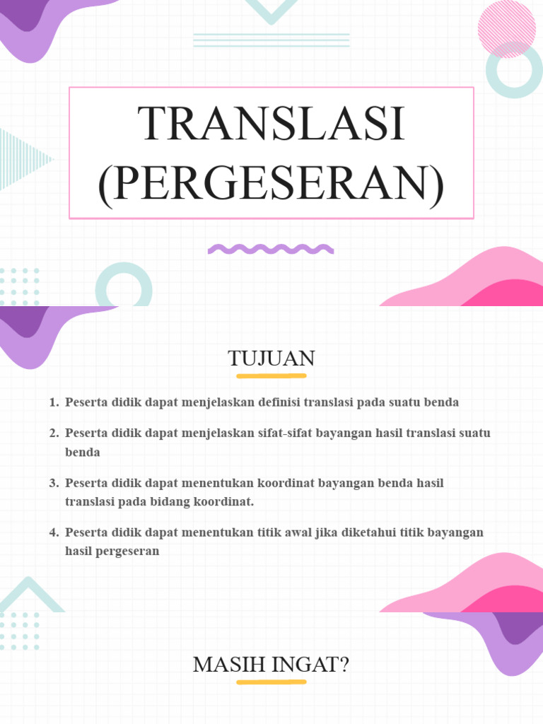 Definisi dan Sifat Translasi Geometri | PDF