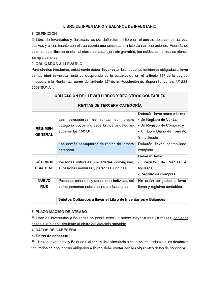 Guía del Libro de Inventarios y Balances | PDF | Contabilidad