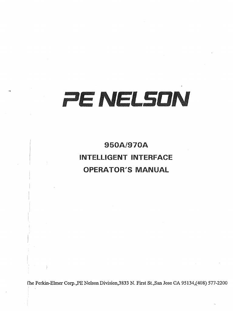 Nelson 950A, 970 A Intelligent Interface, Operators Manual | PDF