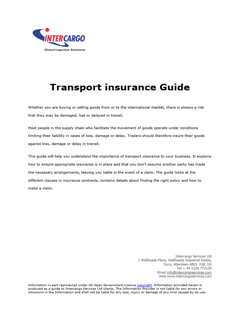 Tai Lieutransport Insurance Guide 154031163645 | PDF | Insurance ...