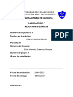 Departamento de Química: Universidad Tecnica de Oruro Facultad Nacional de Ingenieria