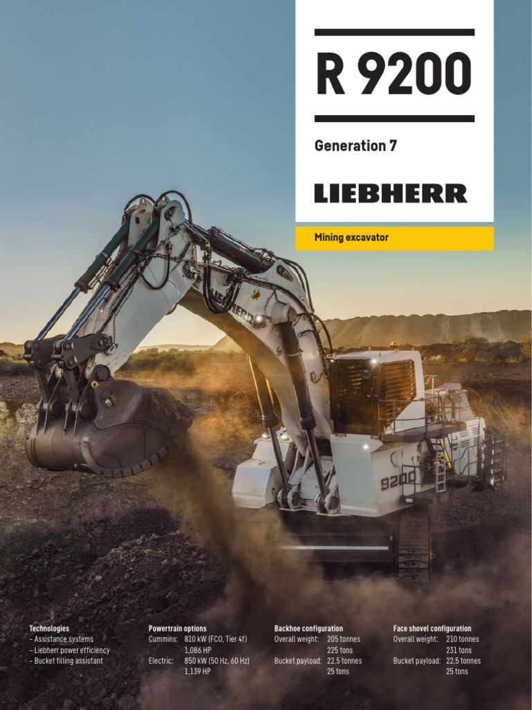 Liebherr R 9200 Mining Excavator Overview | PDF | Engines | Truck