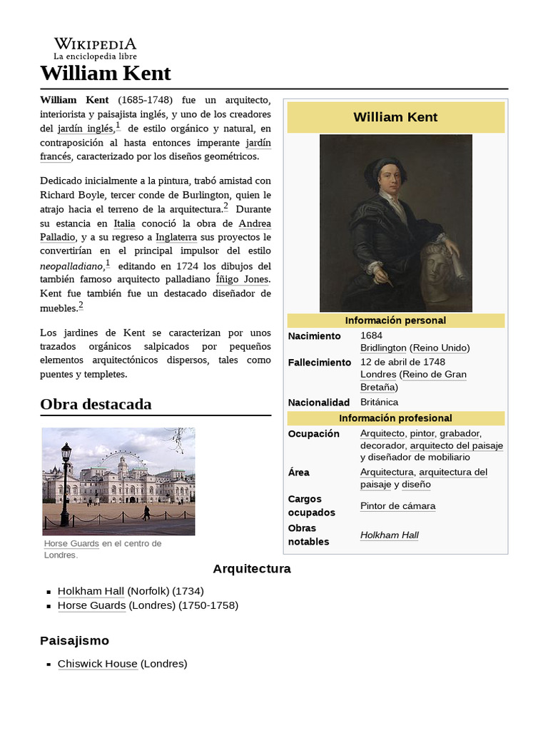 William Kent: Arquitecto y Paisajista | PDF | Estilo